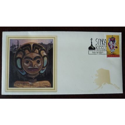 USA 1998 Sitka Summer Music Festival Cover Amerindian dances stamp Birdsall