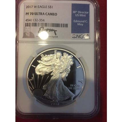 2017 1 OZ SILVER AMERICAN EAGLE NGC PF70 ultra cameo ED MOY signed
