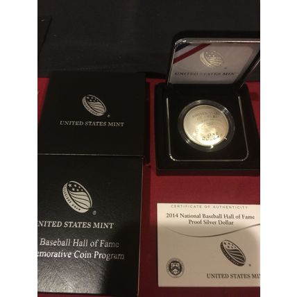 2014 P Proof Baseball Hall of Fame Silver Dollar! Original packaging!