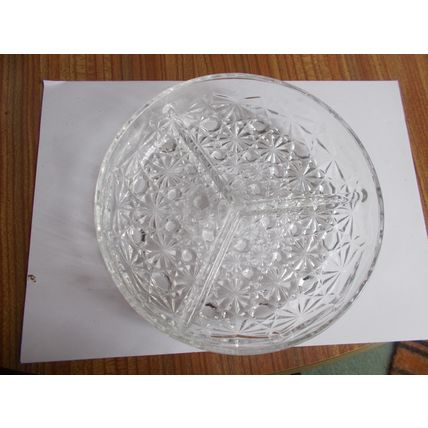 SERVING GLASS DISH 3 SECTION GLASS DISH (26/08) # #