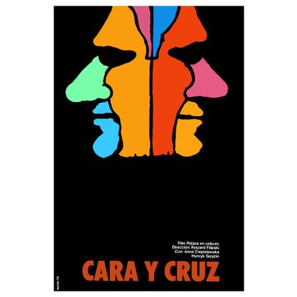 Movie Poster for Polish film CARA y Cruz.Colorful faces.Home room art decoration