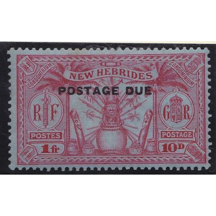 New Hebrides 1925 Postage Due - sg D5 - 10d (1fr) carmine/blue - MM (ref 379)