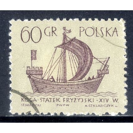 POLAND 1963, Sailing Ships - Frisian "Kogge" (14th Cent.), 60 G, USED