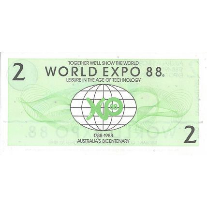 2 Expo Dollars: World Expo 88 Souvenir Note