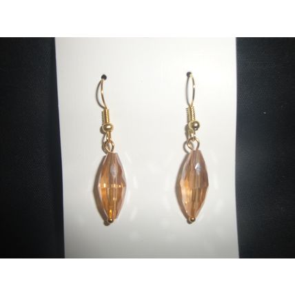 Graceful long 18mm x 7mm double point fire polished pink earrings