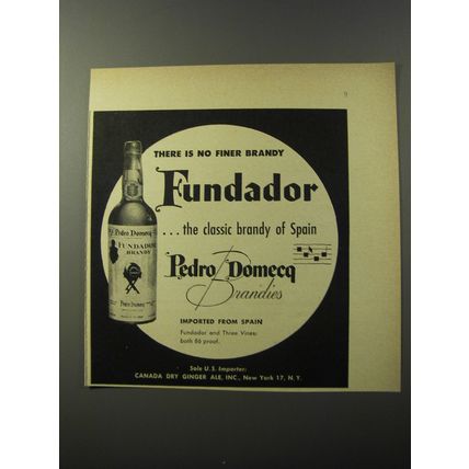 1953 Pedro Domecq Fundador Brandy Ad - There is no finer Brandy