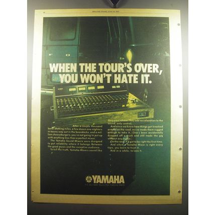 1975 Yamaha Sound Mixers Ad - When the tour's over, you won't hate it