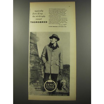 1956 Zero King Thorobred Coat Ad - Typically Zero King