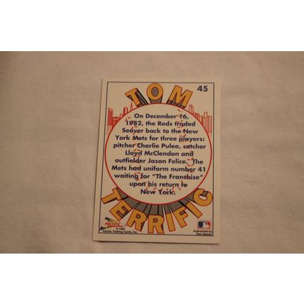 Tom Seaver 1992 Pacific TOM TERRIFIC N0. 45 BACK TO NEW YORK