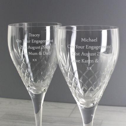 Crystal Wine Glasses Wedding anniversary engagement congratulations birthday