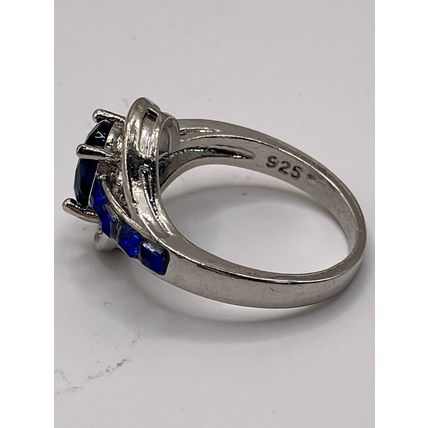 Ring 925 Sterling Silver Simulated Sapphire #514