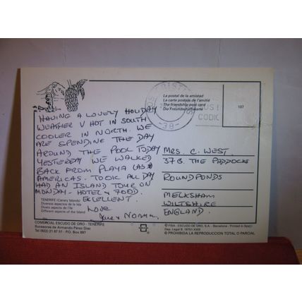 multiview, TENERIFE, CANARY ISLANDS, SPAIN used postcard 1995 pm #