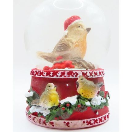 Miniature Winter Robin Snow Globe Glitter 6.5 CM Gift Christmas Holiday Red Base