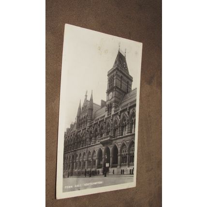Early Real photographic Postcard - Town Hall - Northampton