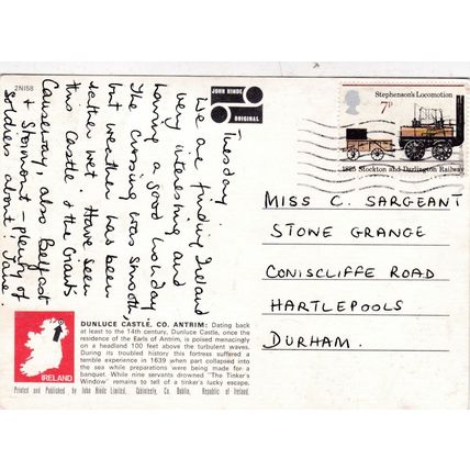 Dunluce Castle Co Antrim Ireland Postcard posted VGC