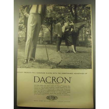 1959 Du Pont Dacron Ad - Tiffany presents fall gabardine slacks