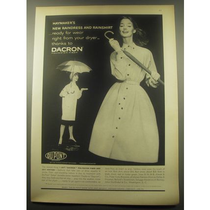 1959 Du Pont Dacron Ad - Haymaker's New Raindress and rainshirt