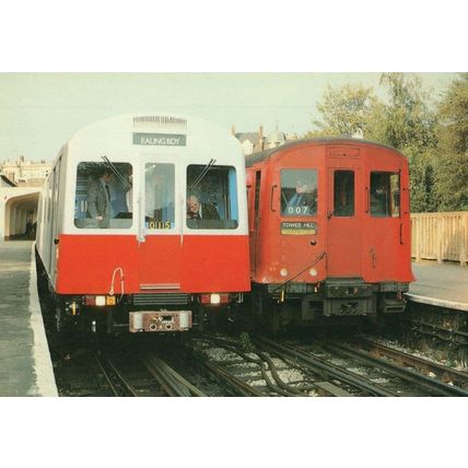 District Line 1979 Train at Ealing Broadway London Tube Station Postcard