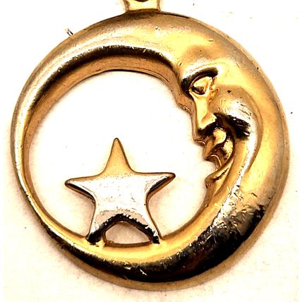 2" Crescent Moon Stars Keychain Purse/Luggage Charm Clip Fob Gold-Tone (B83)