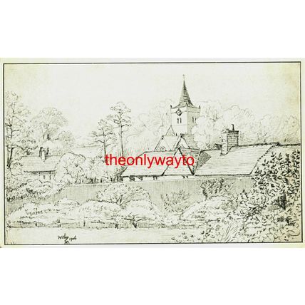 Wisley Church In Winter, Surrey, Sketch Postcards, 1906?