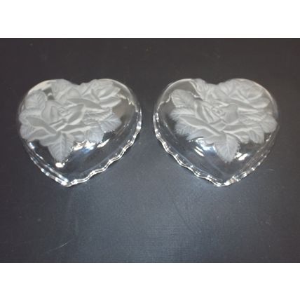 Vintage Studio Nova Japan Crystal Heart Box Candy Dish Decor Glass Rose Jewelry