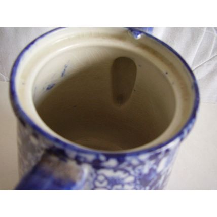 Antique Royal Doulton Blue Chintz Calico Coffee Tea Pot 1920s Flow Blue