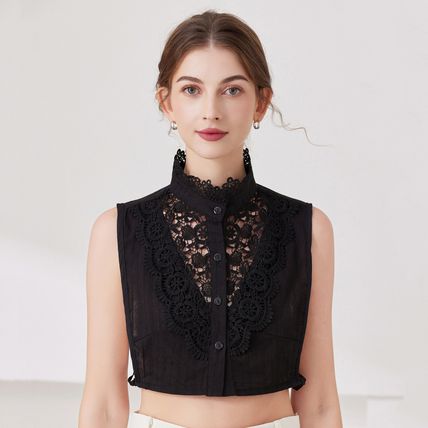 Ladies False Half Collar Fake Shirt Blouse Flower Lace Detachable Collar Bib