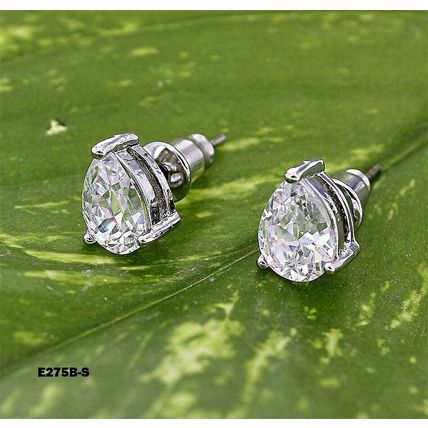 CZ Stud Earrings - 6 x 9 mm - ER-E275B-S