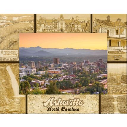 Asheville North Carolina Laser Engraved Wood Picture Frame Landscape (5 x 7)