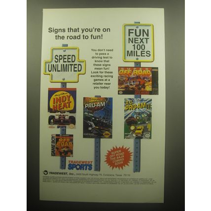 1993 Tradewest Video Games Ad - Super Off Road, R.C. Pro-Am II