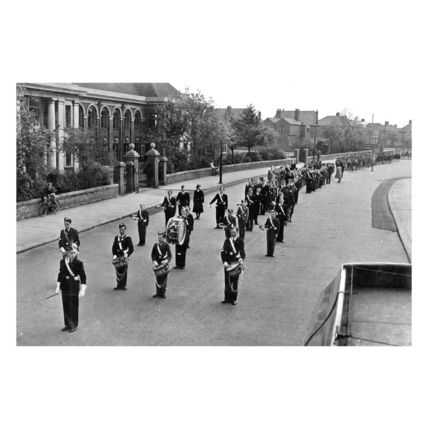 pu1355 - Marching Band on Danum Road , Doncaster , Yorkshire - print 6x4