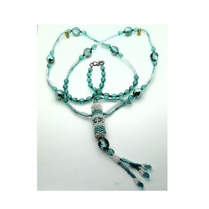 Light Blue Beaded Aroma Therapy Vial Necklace 2