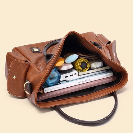 Women Trendy Fashion Shoulder Bag Vegan Leather Purse Brown