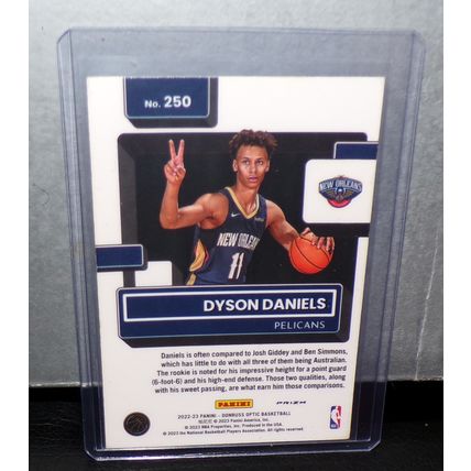 PANINI 2022-23 DYSON DANIELS PURPLE OPTIC RATED ROOKIE BASKETBALL CARD #250