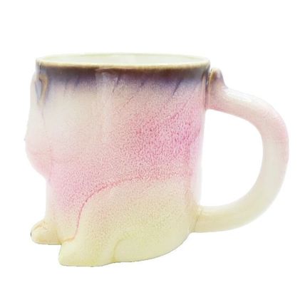 Cat Mug Pink Cream & Grey Ceramic 9.5 CM Microwave & Dishwasher Safe Feline Gift