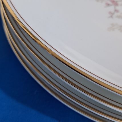 Vintage Lot 4 Noritake CLAIRE SALAD PLATES #5902 Pink Flowers Gold Trim FLoral