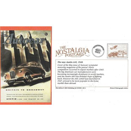 Postcard Austin A40 Car Autocar Magazine Cover 1948 Britain Broadway - Nostalgia