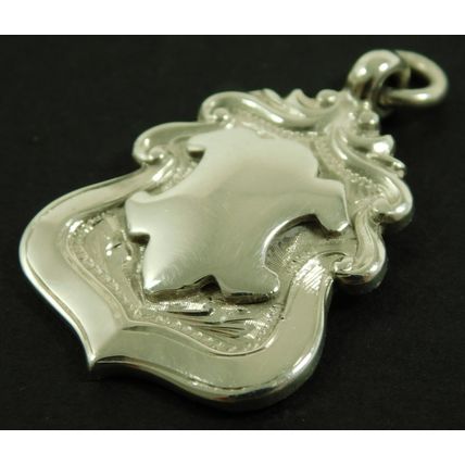 Vintage Solid Silver Pocket Watch Chain Medal Fob 1925 By Tiptaft Unengraved