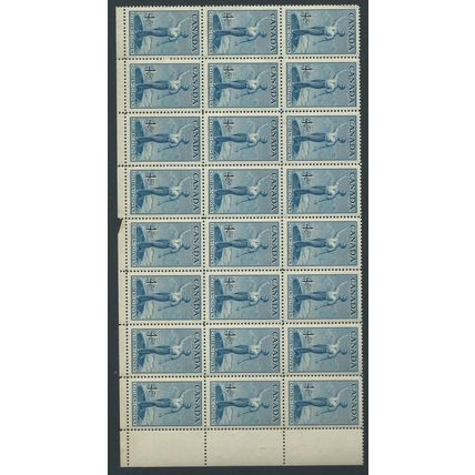 canada stamps sg409 sg 409 fpart sheet mnh usuall yellow gum 1947