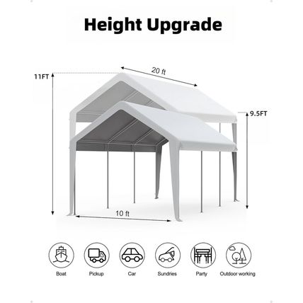 DEXSO 13'X20' Heavy Duty Carport Canopy, Portable Garage with Reinforced Frame,