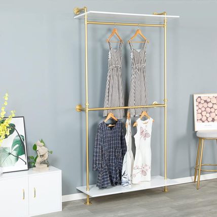 Modern Simple Industrial Pipe Double Hanging Rods Clothing Rack,Retail Display W