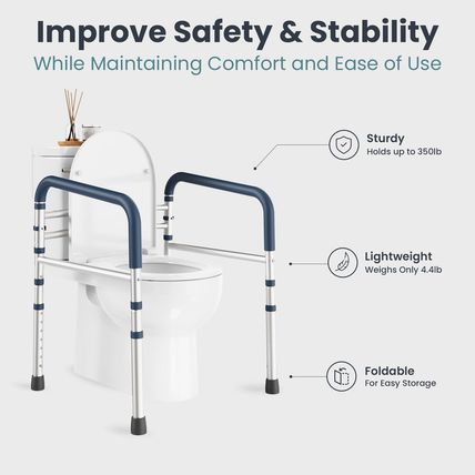 FSA/HSA Eligible - Toilet Safety Rails (350 Lb) - Adjustable Toilet Safety Frame
