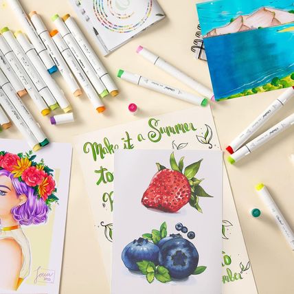 Ohuhu Alcohol Markers Brush Tip - Double Tipped Art Marker Set for Artist Adults