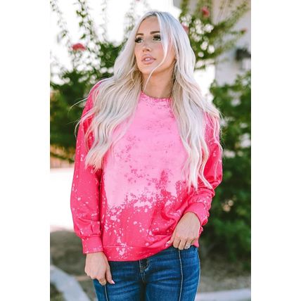 Rose Tie Dye Long Sleeve Pullover Sweatshirt