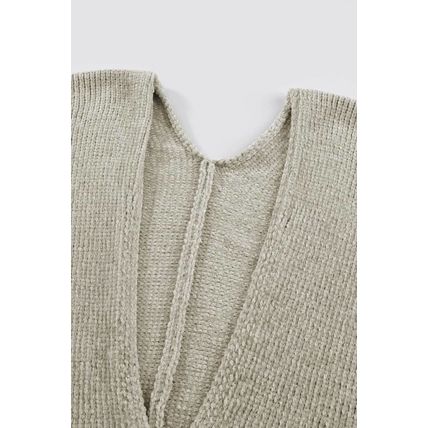 Gray Buttons Front Pocketed Sweater Cardigan