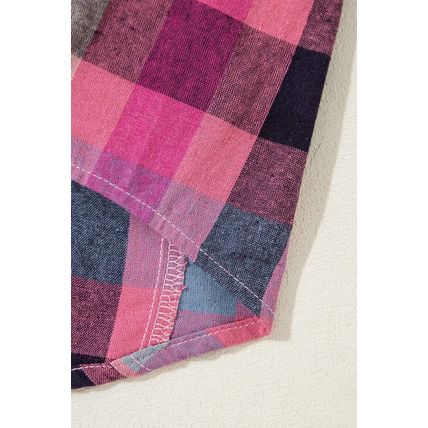 Rose Stripe Plus Size Checkered Print Button up Shirt