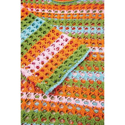 Carrot Multi Stripe Open Knit Sweater Beach Cover Up