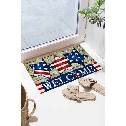 Dark Blue WELCOME American Flag Print Non-slip Entrance Mat