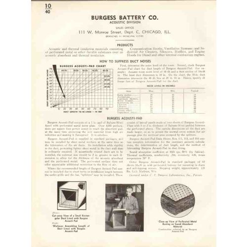 burgess battery company 1938 acoustic thermal insulate vintage catalog
