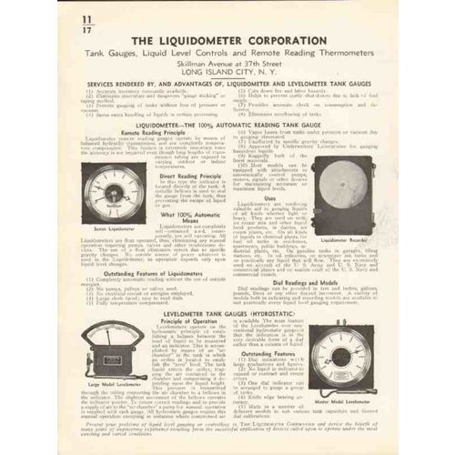 liquidometer corp 1936 automatic reading tank gauge vintage catalog